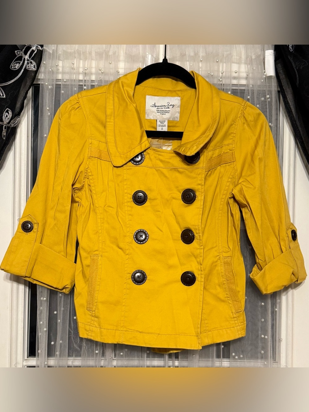 American Rag Yellow Double-Breasted Peacoat